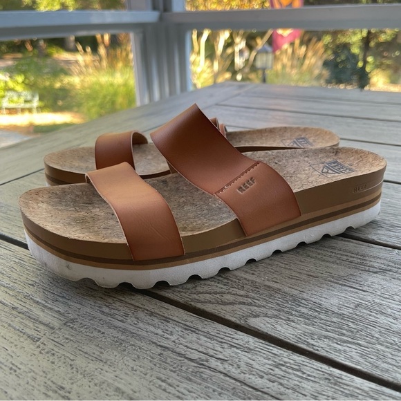 Women Reef Tan Vista Hi Cork Slide Sandals Womens Size 10